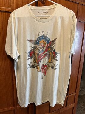 Lucky Brand Men’s Cream Graphic USA T-Shirt  Size L NWOT